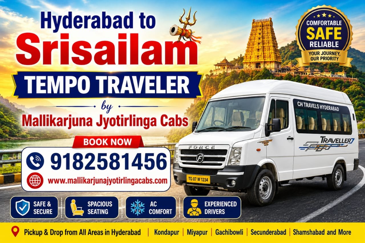 Hyderabad to Srisailam Tempo Traveller
